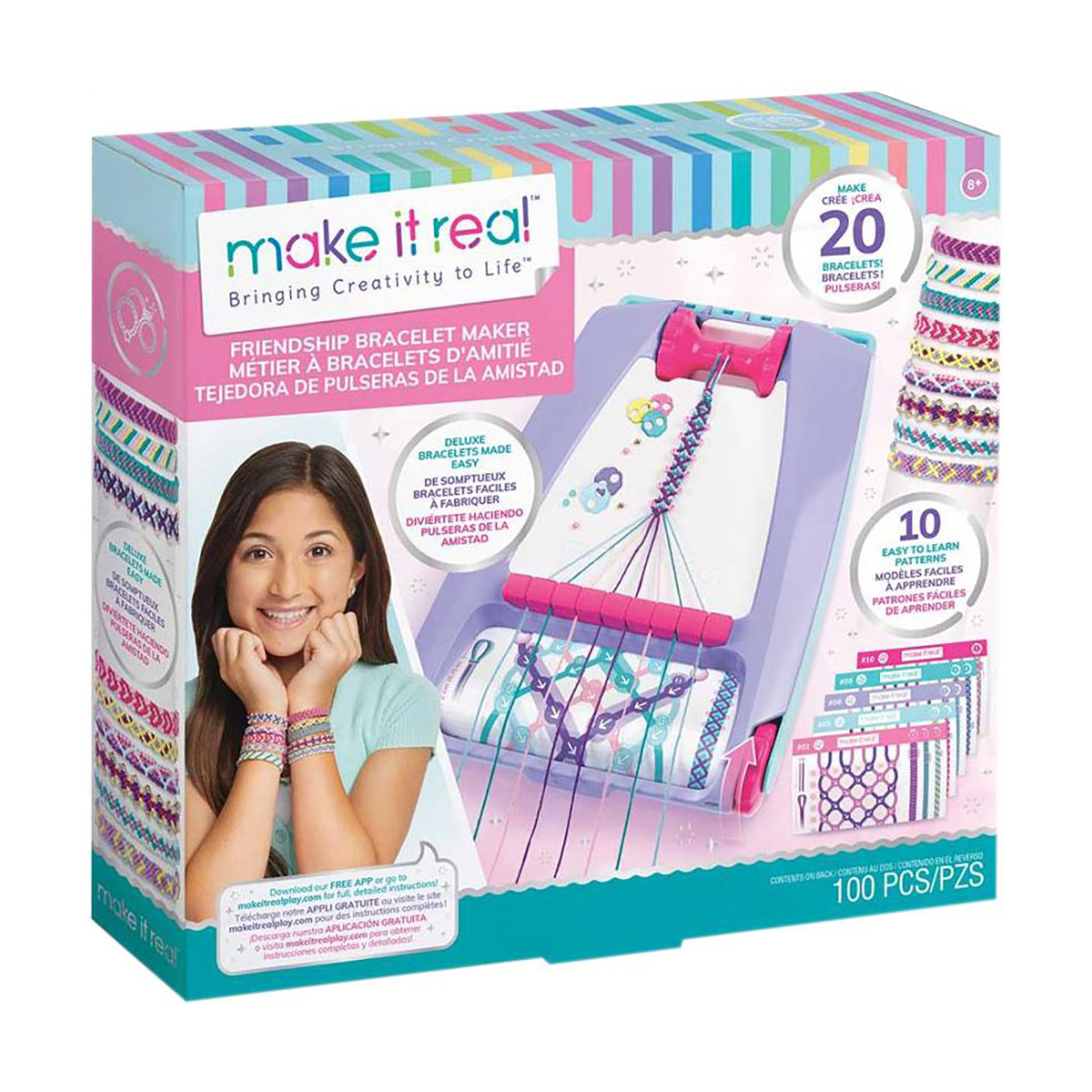 Набір для плетіння браслетів Make it Real Найкращі друзі, з верстатом, 100 елементів, від 8 років (MR1457)